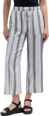 Ellen Tracy Wide Leg Linen Blend Drawstring Crop Pants