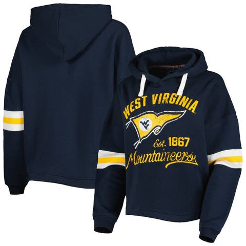 Women's Pressbox Navy West Virginia Mountaineers Super Pennant Pullover Hoodie