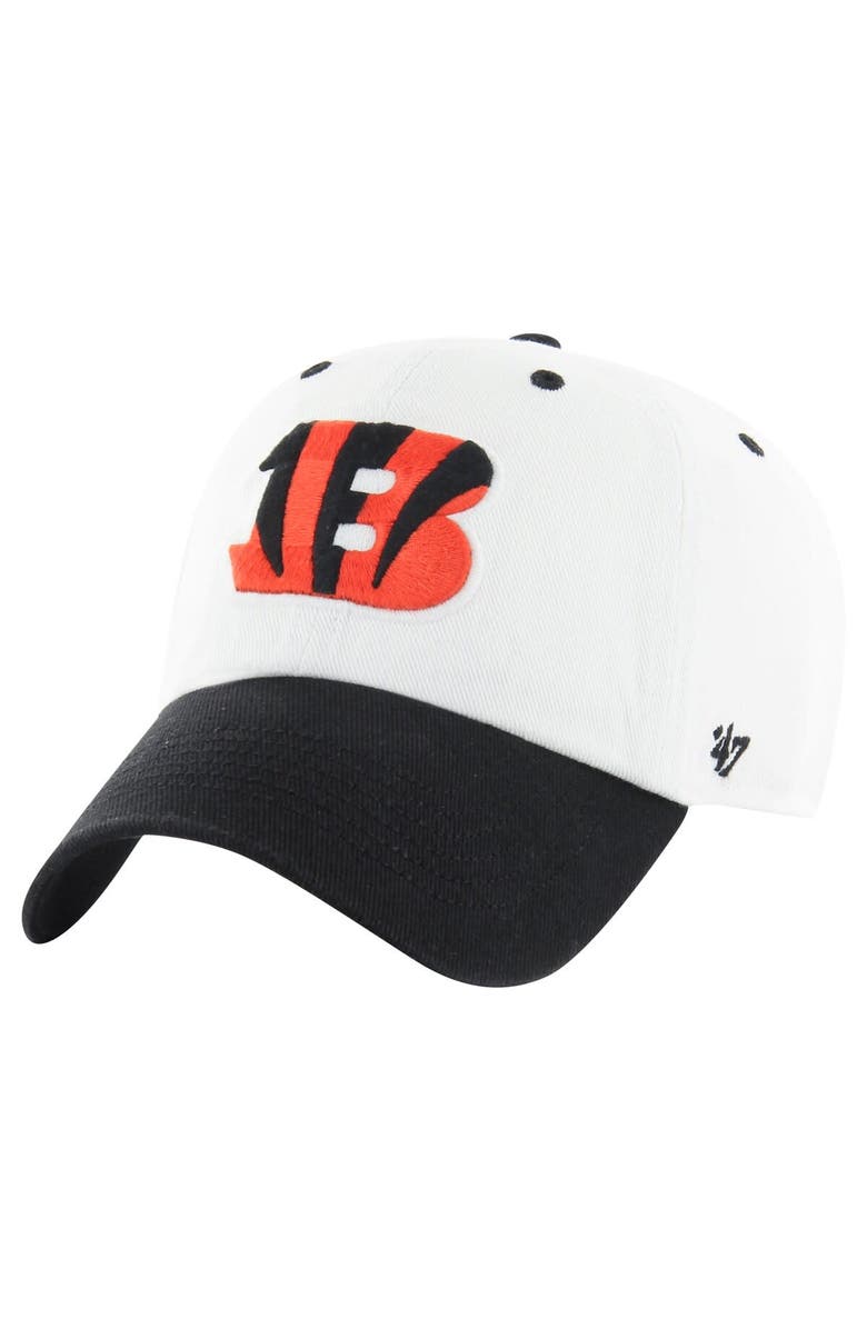 '47 Men's '47 White/Black Cincinnati Bengals Double Header Diamond Clean Up Adjustable Hat, Main, color, White
