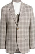 Nordstrom Henrik Trim Fit Plaid Slub Linen & Cotton Blend Sport Coat