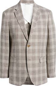 Nordstrom Henrik Trim Fit Plaid Slub Linen & Cotton Blend Sport Coat