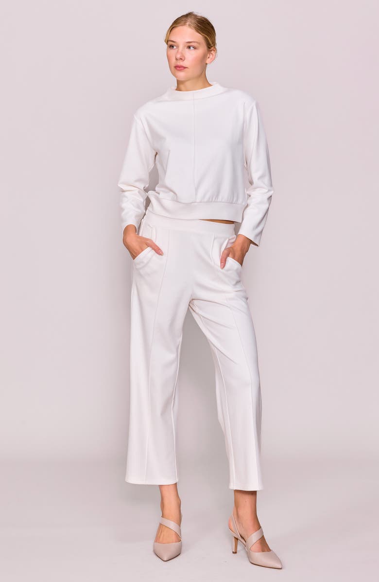 MELLODAY Knit Pintuck Ankle Pants, Alternate, color, Bone