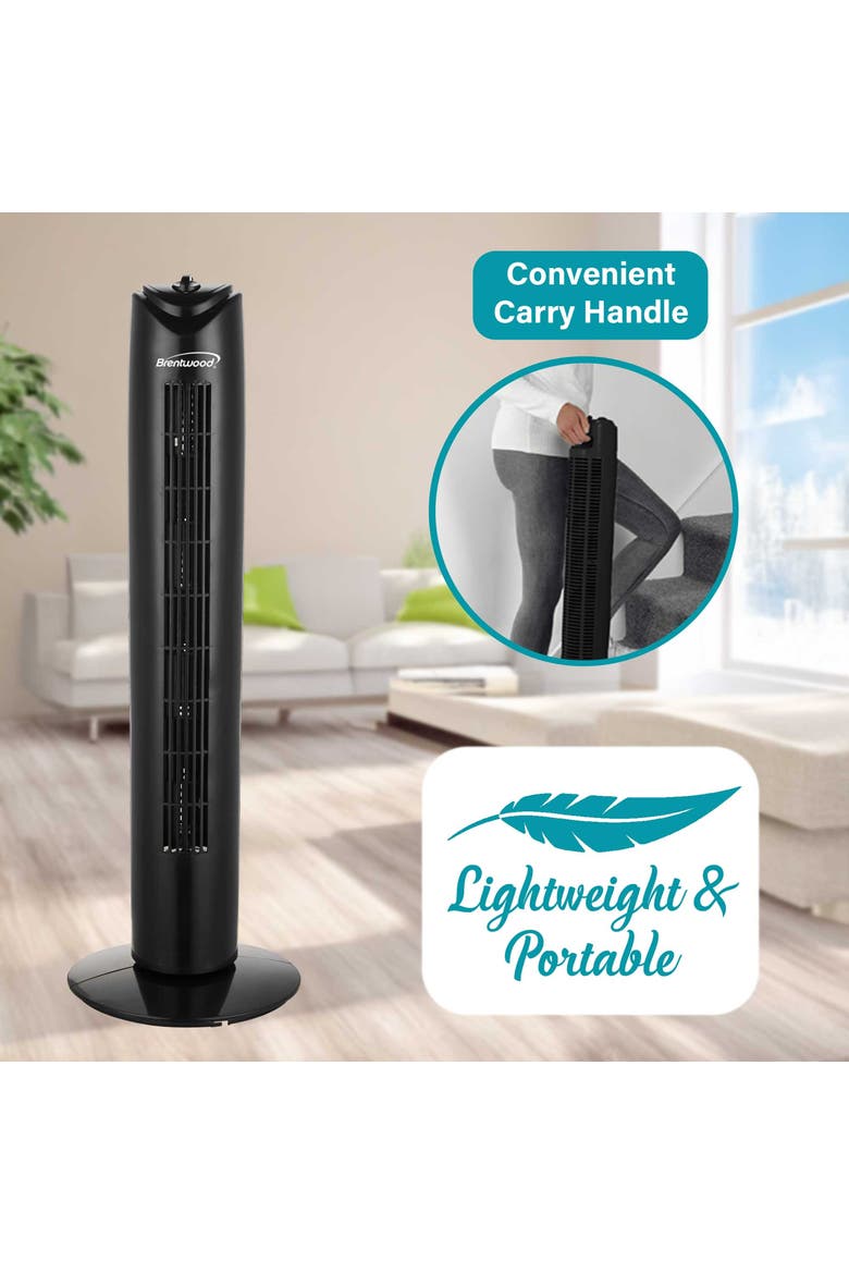3 Speed 32 Inch Oscillating Tower Fan in Black, Alternate, color, Black