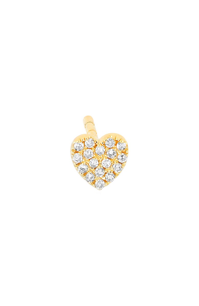 EF Collection Baby Diamond Heart Stud Earring, Main, color, Yellow Gold/ Diamond
