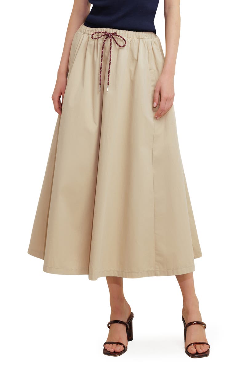 FREEMARKET Solid Drawstring Midi Skirt, Main, color, Taupe