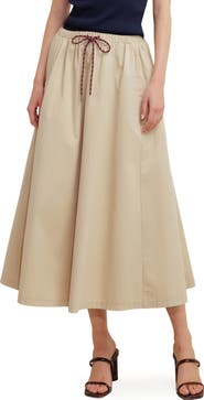 FREEMARKET Solid Drawstring Midi Skirt