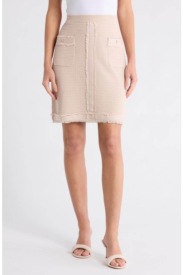 Fringe Trim Tweed Miniskirt, Main, color, CHAMPAGNE BLUSH