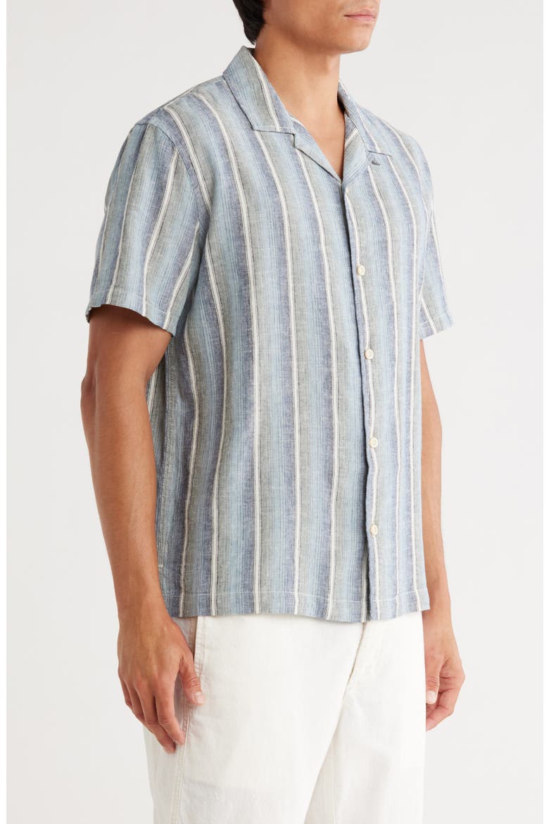 Linen & Cotton Camp Shirt, Alternate, color, IVORY SUNSET STRIPE