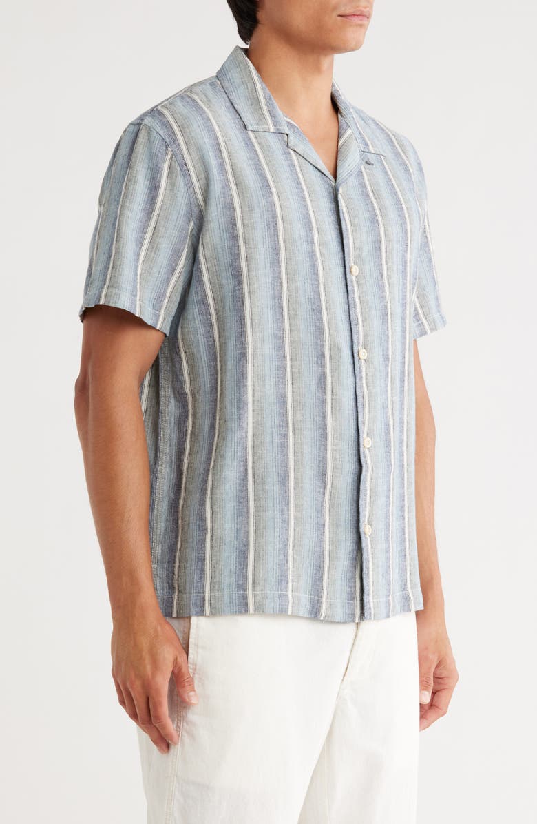 Treasure & Bond Linen & Cotton Camp Shirt, Alternate, color, Ivory Sunset Stripe