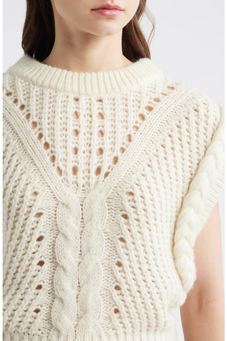 Fastina Cable Stitch Sweater, Alternate, color, OPEN WHT