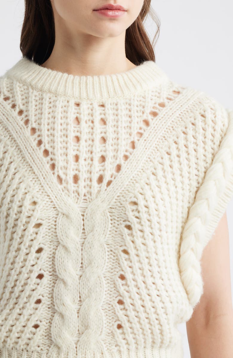 BOSS Orange Fastina Cable Stitch Sweater, Alternate, color, Open White