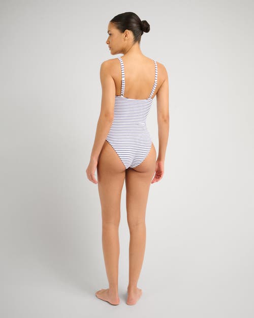 Onia Towel Terry Sailor Stripe Marilyn One Piece In Blue