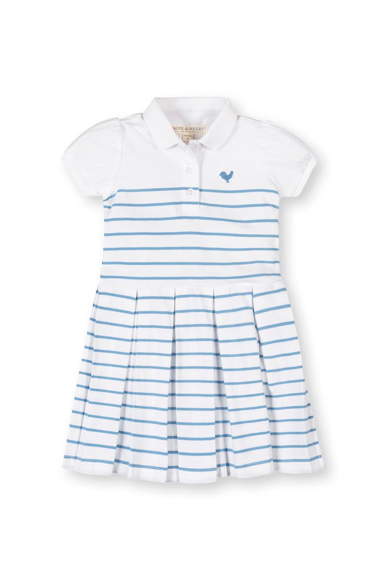 Kids' Organic Puff Sleeve Pique Polo Dress, Main, color, Bluebell Stripe
