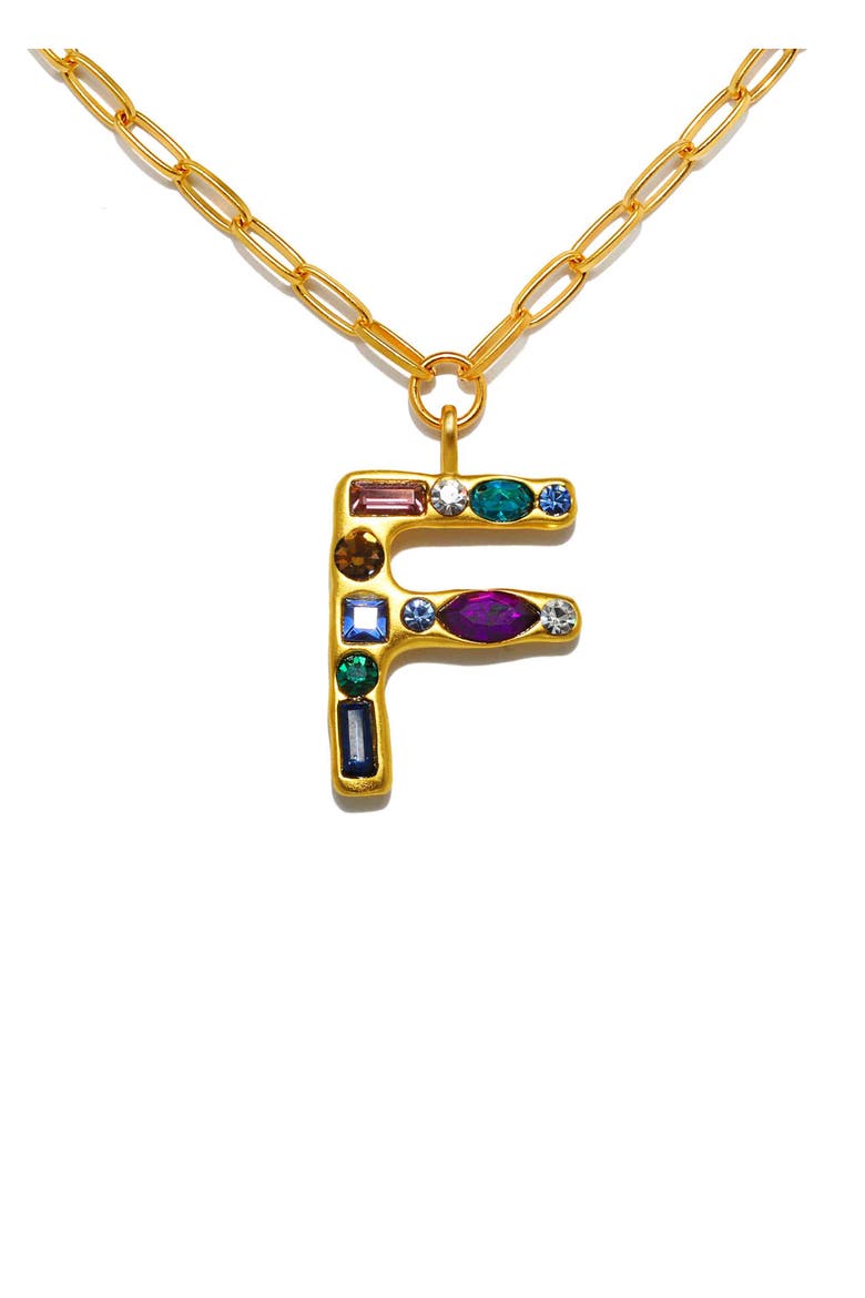 Emilie Crystal Initial Pendant Necklace, Main, color, GOLD - F