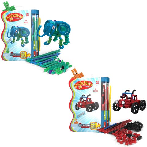 Spaghetteez Ele-Flex & Wiggly Roadster.  Creative and Connectable Elephant & Truck Toy for Children.  Flexible, Bendable Construction Set that Enhances Problem-Solving Skills, Creativity, and Educational Fun. Ideal for Age 5+