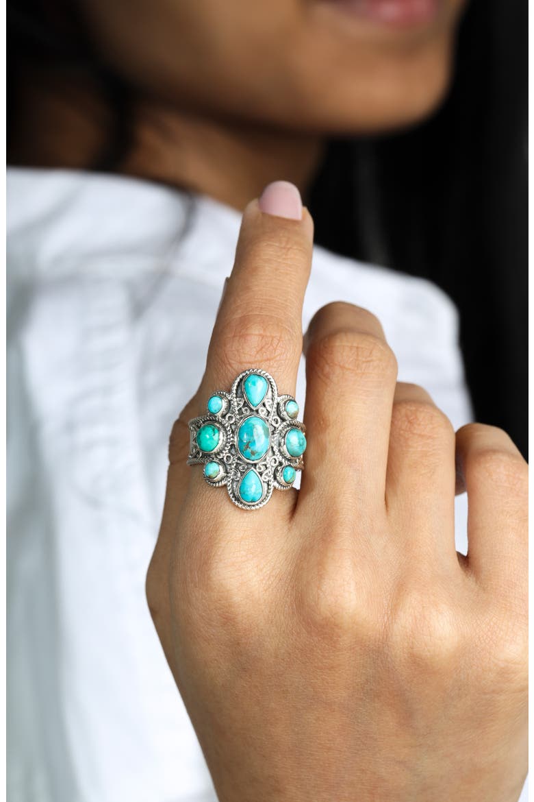 Bezel Set Turquoise Ring, Alternate, color, BLUE