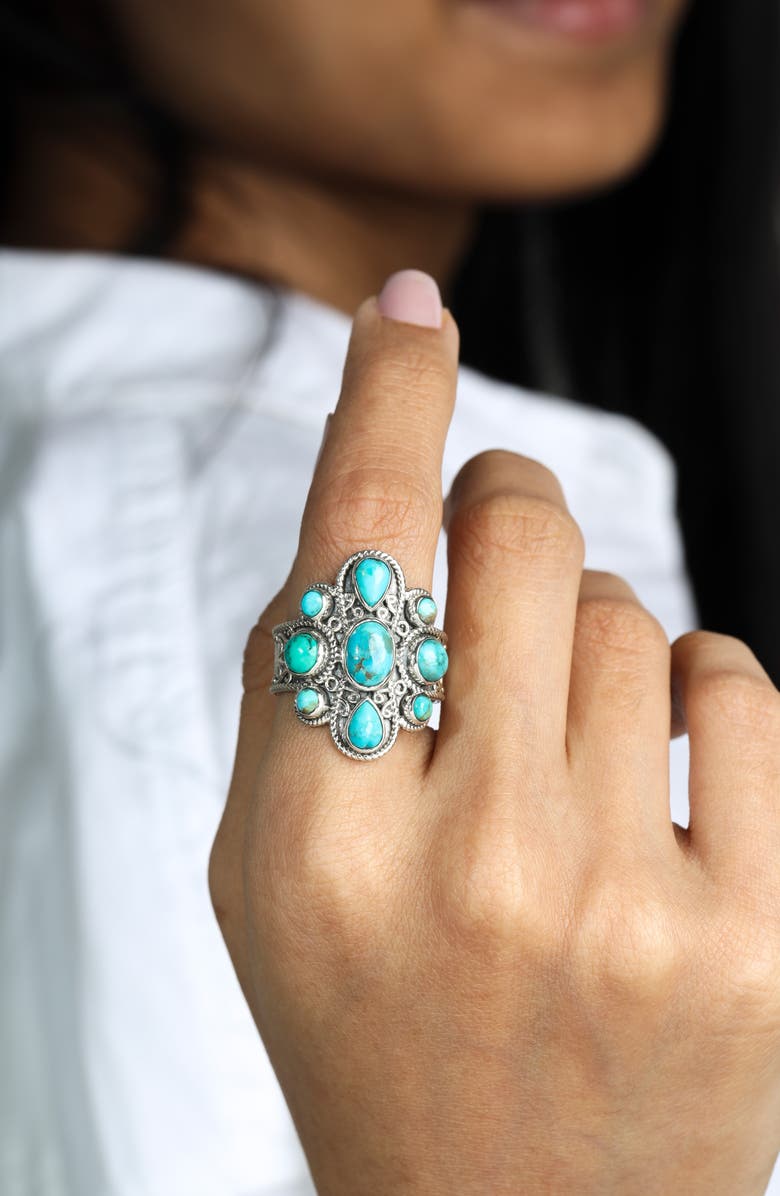 YS GEMS Bezel Set Turquoise Ring, Alternate, color, Blue