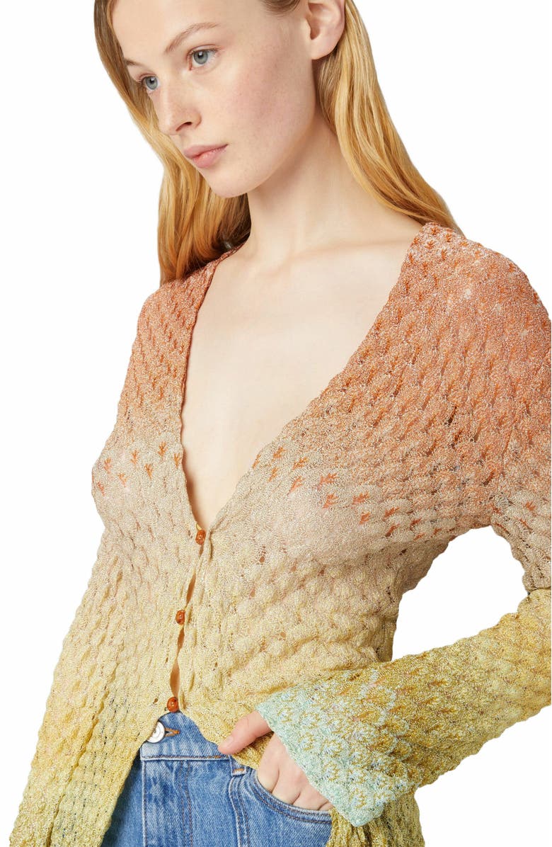 Missoni Long Cardigan In Lace And Lamé, Alternate, color, Multicoloured