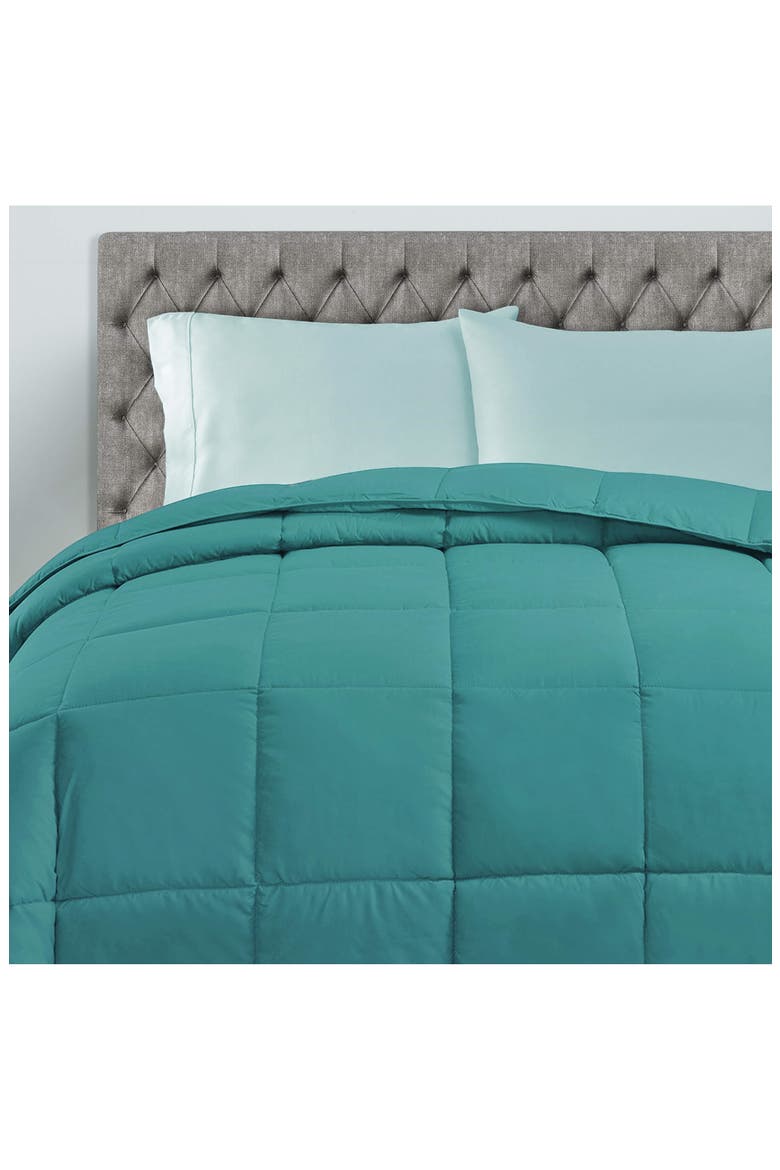 Classic All-Season Reversible Down Alternative Comforter, Alternate, color, TURQUOISE