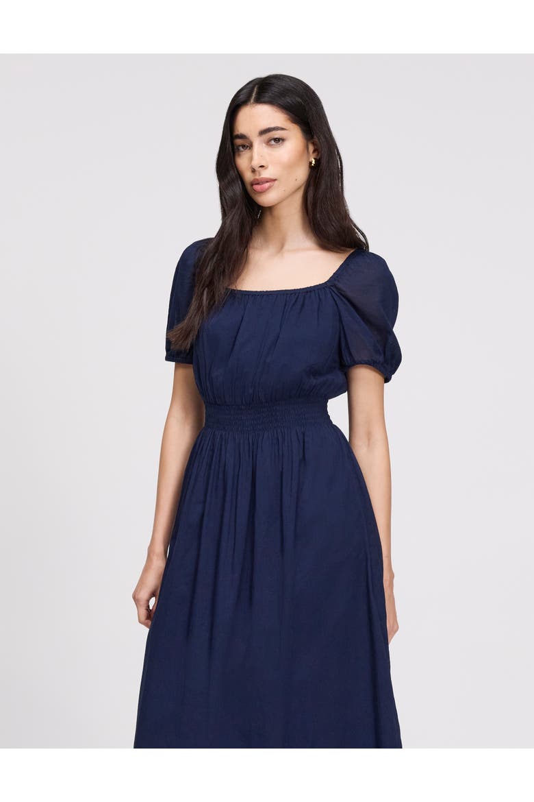 Mandy Cotton Voile Midi Dress, Alternate, color, Navy