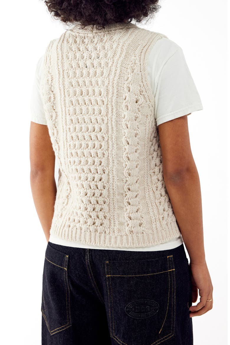 Cable Button-Up Vest, Alternate, color, CREAM 3