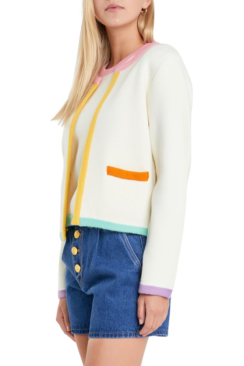 Colorblock Cardigan, Alternate, color, WHITE MULTI