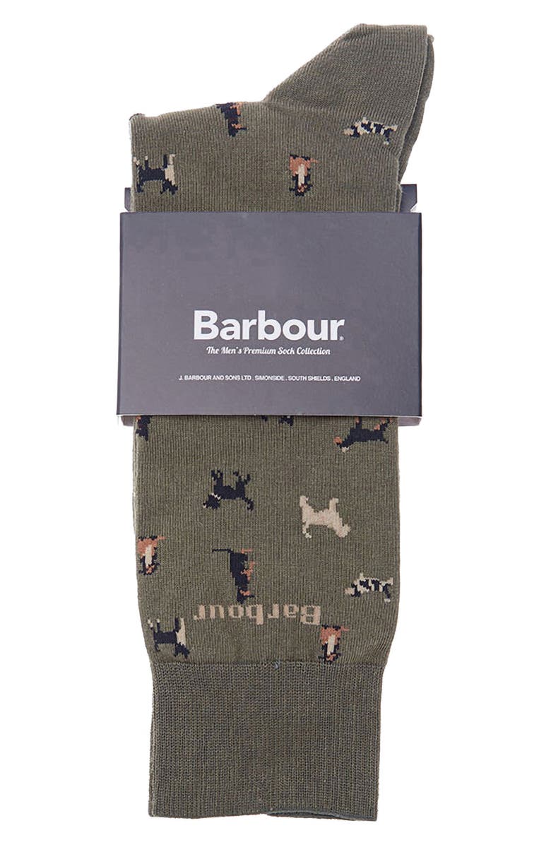 Barbour Mavin Dog Cotton Blend Crew Socks, Alternate, color, Mid Olive/ Dog