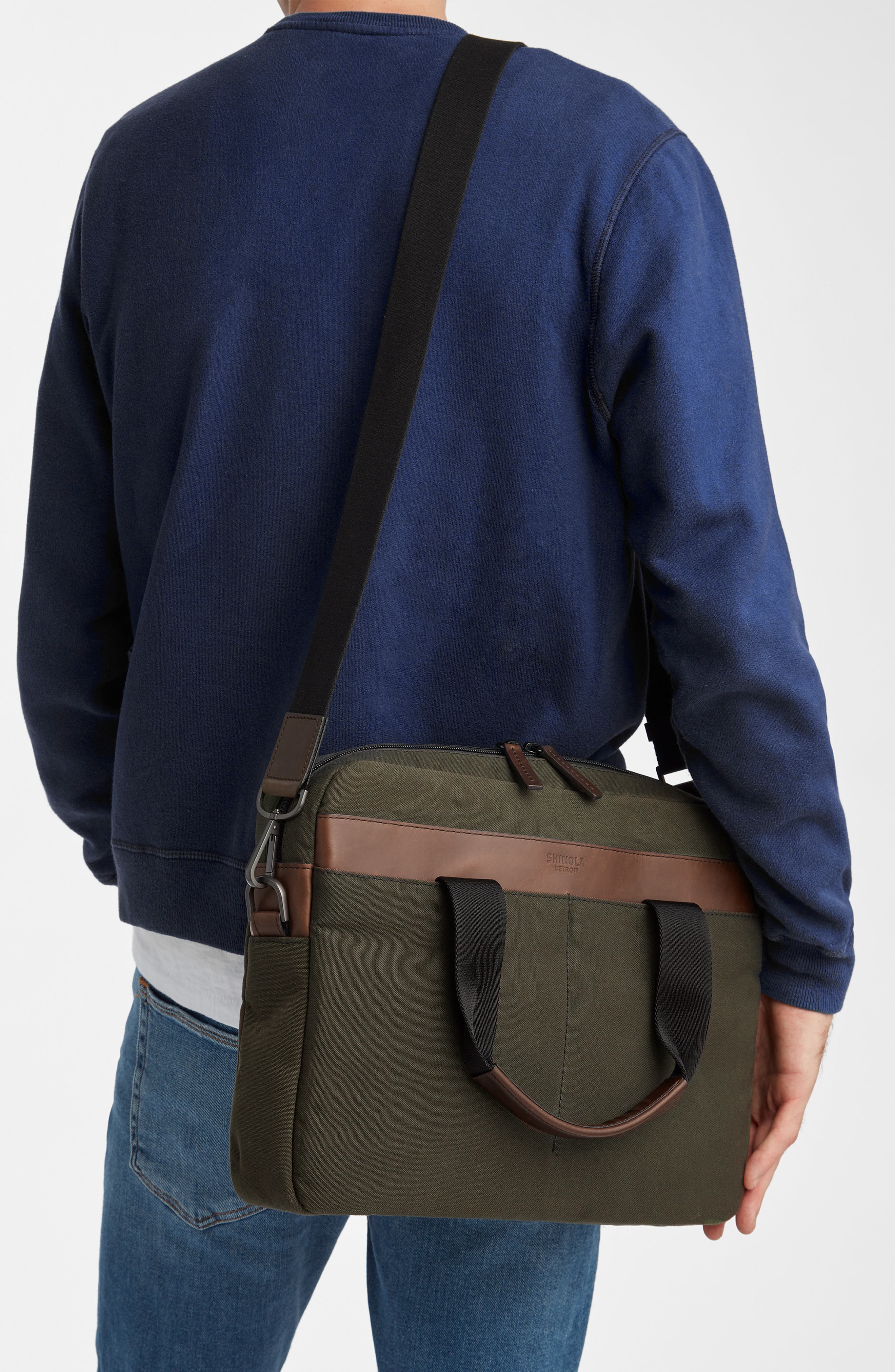 Mack Waxed Canvas Briefcase, Alternate, color, MOSS