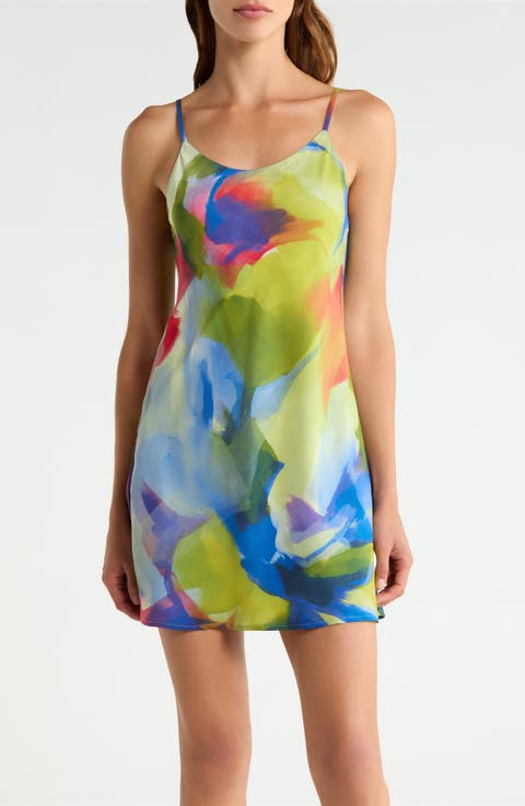 Kumo Printed Stretch Satin Chemise