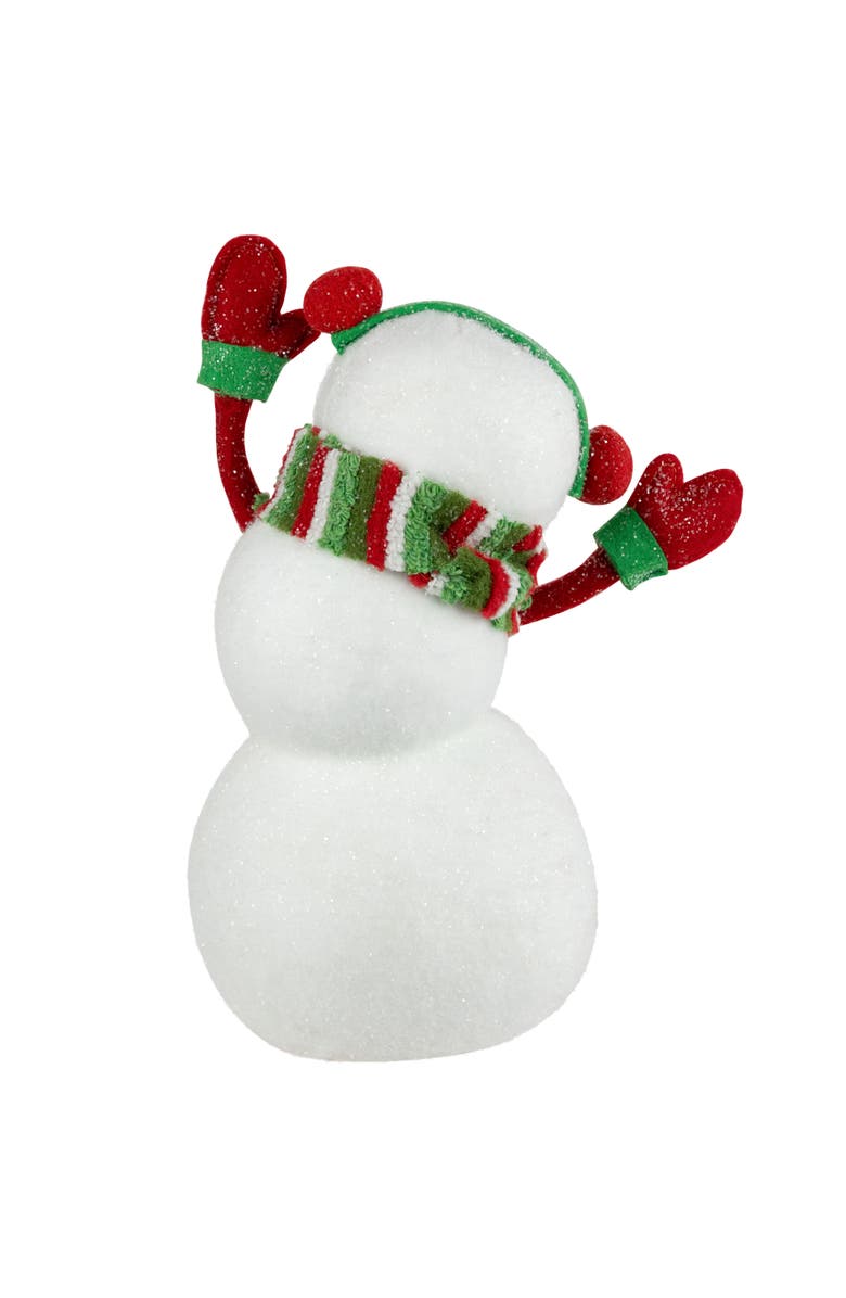 Northlight Waving Snowman with Earmuffs Glitter Christmas Figurine - 10", Alternate, color, 
