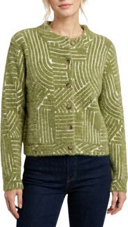 APNY Abstract Line Grid Cropped Cardigan