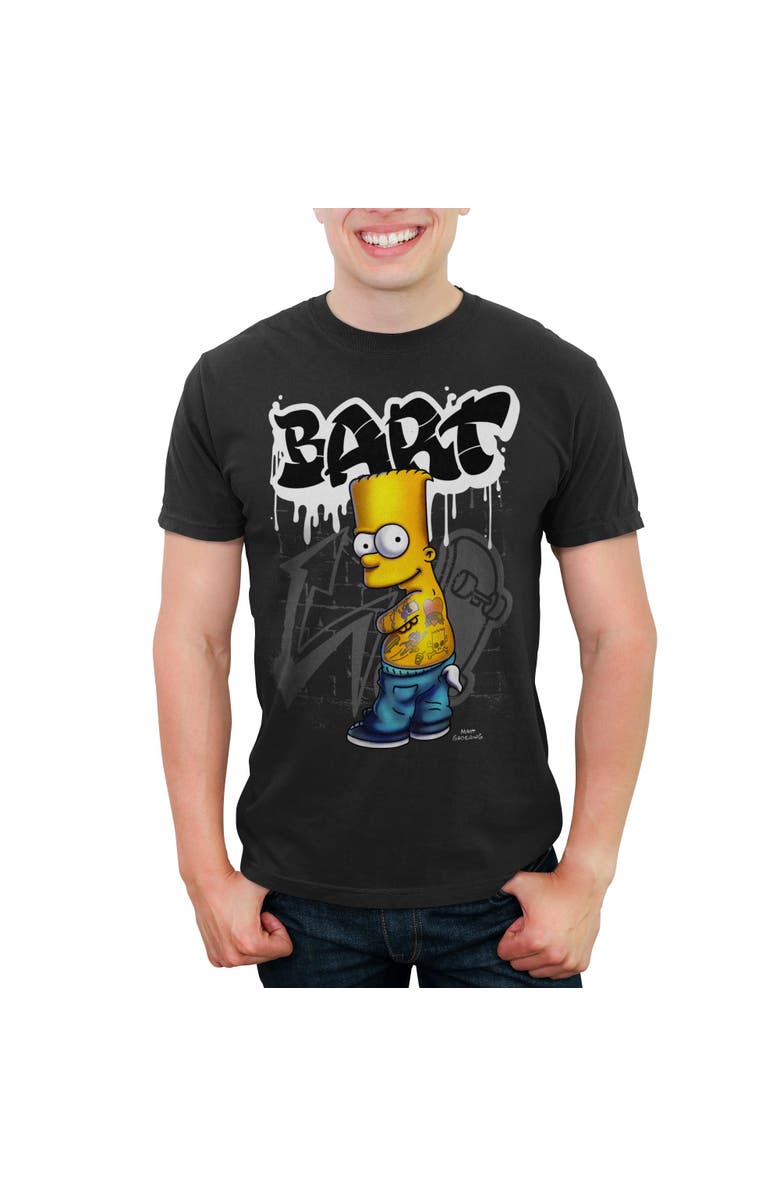 The Simpsons Men's The Simpsons Bart Tattoo Brick Paint  Graphic T-Shirt, Main, color, Black