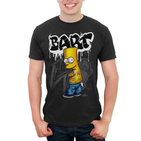 Men's The Simpsons Bart Tattoo Brick Paint  Graphic T-Shirt
