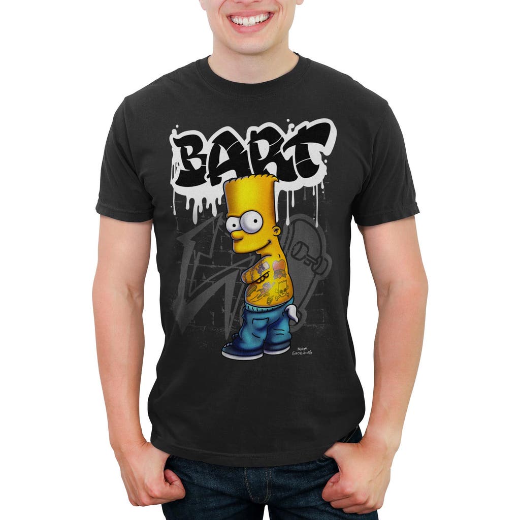 The Simpsons Bart Tattoo Brick Paint Graphic T-shirt In Black