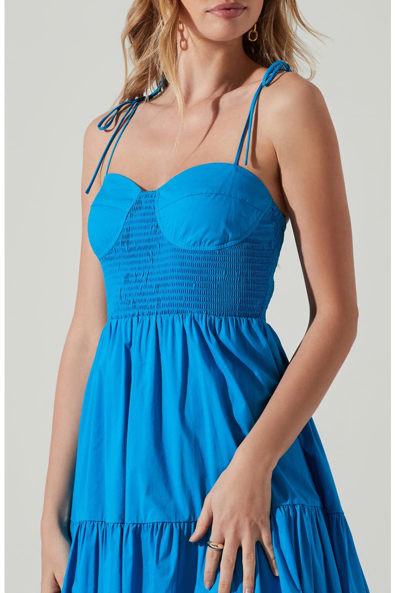 Tie Strap Smocked Bodice Sundress, Alternate, color, IBIZA BLUE