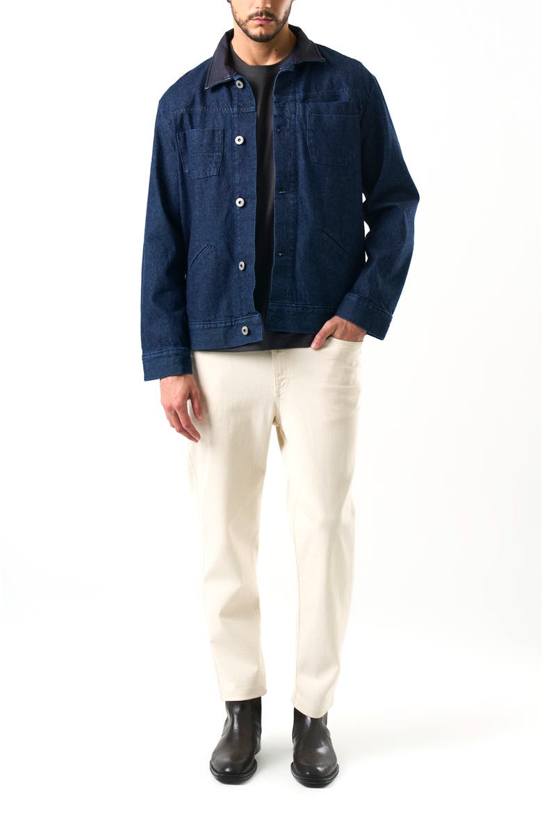 Velez Lerna Denim And Leather Trucker Jacket, Alternate, color, Blue