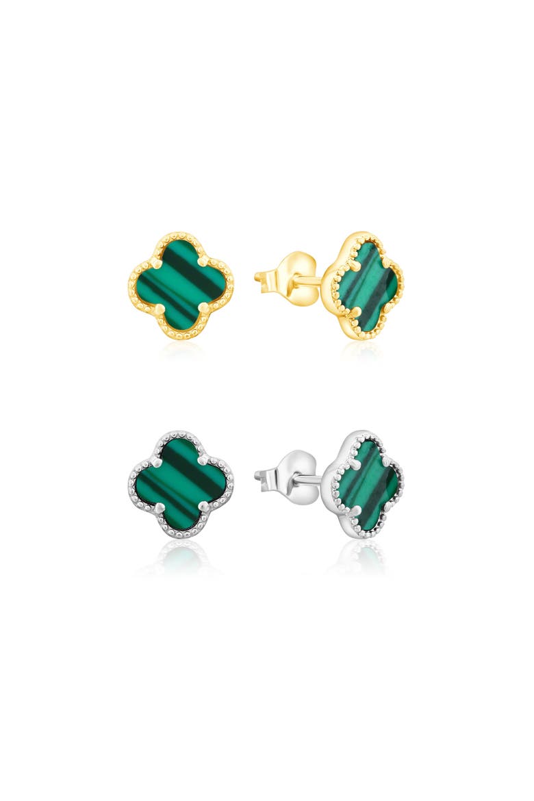 Sterling Silver Studs Set, Main, color, Green