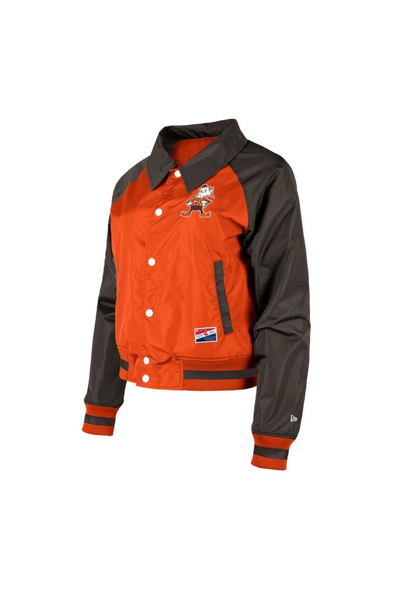 Women's New Era Orange Cleveland Browns Coaches Raglan Full-Snap Jacket, Alternate, color, Orange
