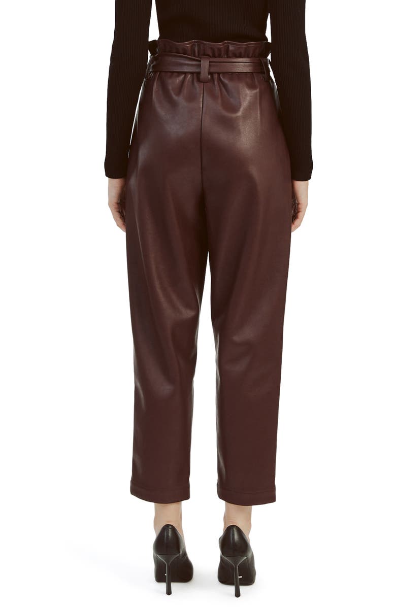 Bardot Debbie Paperbag Faux Leather Pants, Alternate, color, Deep Plum
