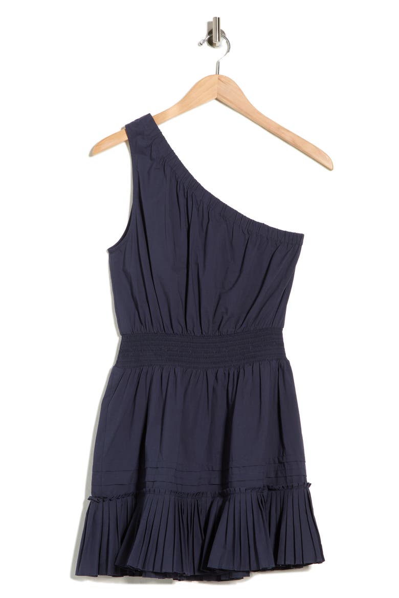 Maeva One-Shoulder Cotton Minidress, Alternate, color, NAVY