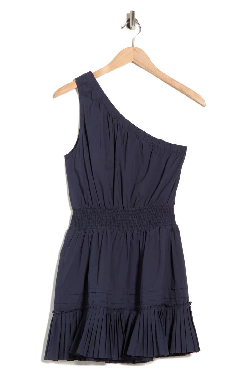 Ramy Brook Maeva One-Shoulder Cotton Minidress, Main, color, Navy