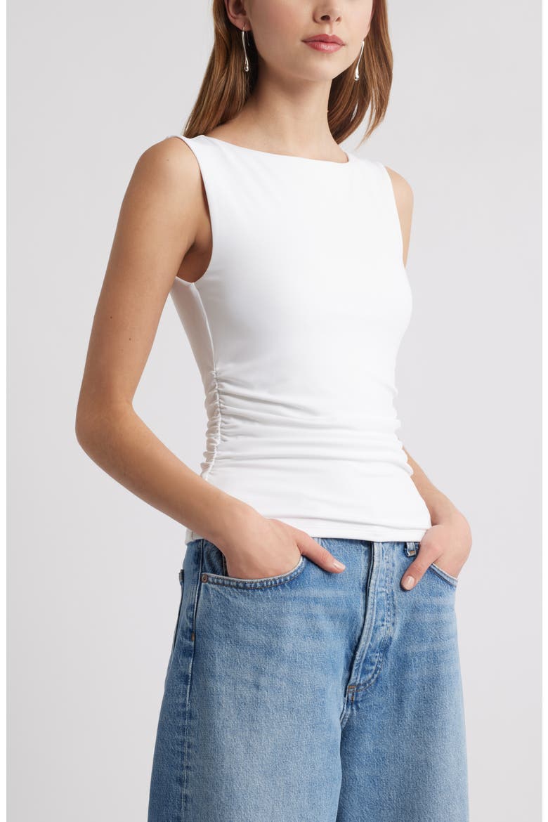 Boat Neck Sleeveless Top, Alternate, color, WHITE