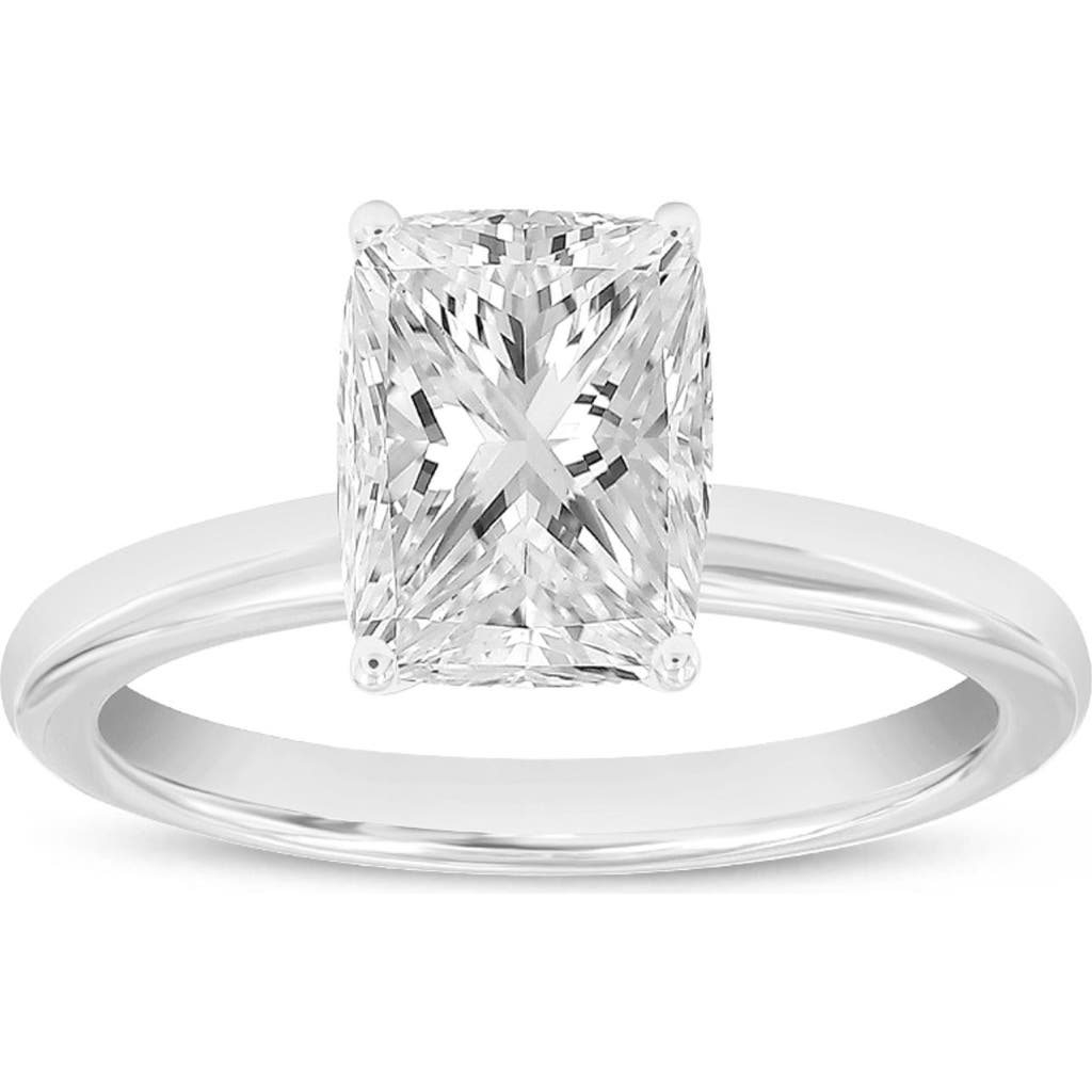 Luvmyjewelry Nisrine 14k White Gold Cushion Cut Lab Grown Diamond Solitaire Engagement Ring In 14k White Gold