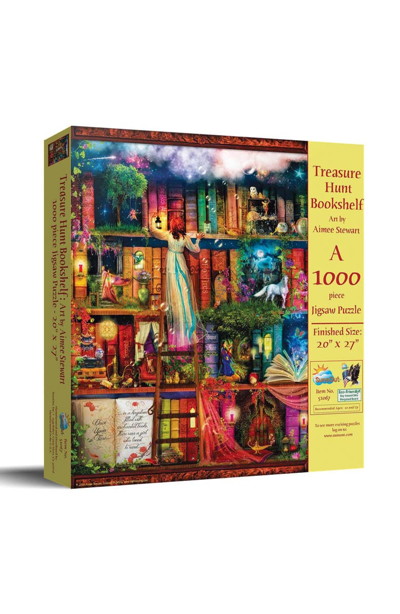 Sunsout Treasure Hunt Bookshelf 1000 piece Jigsaw Puzzle for Adults, Main, color, Multicolor