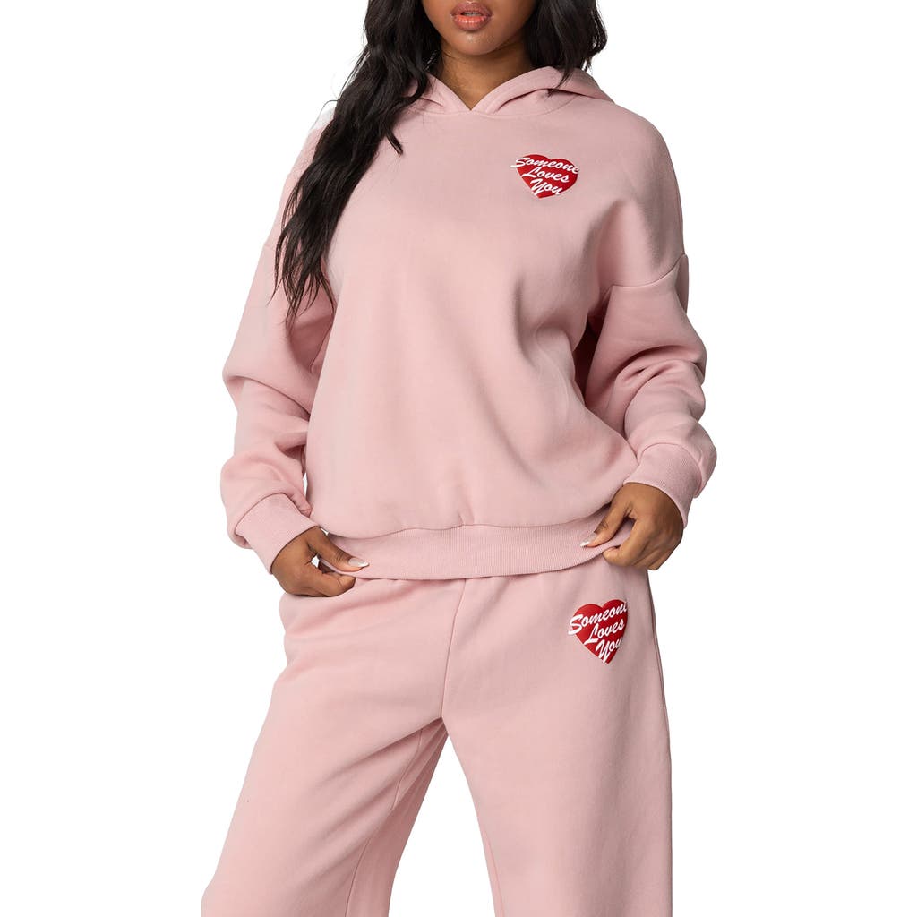 Edikted Someone Loves You Hoodie In Pink