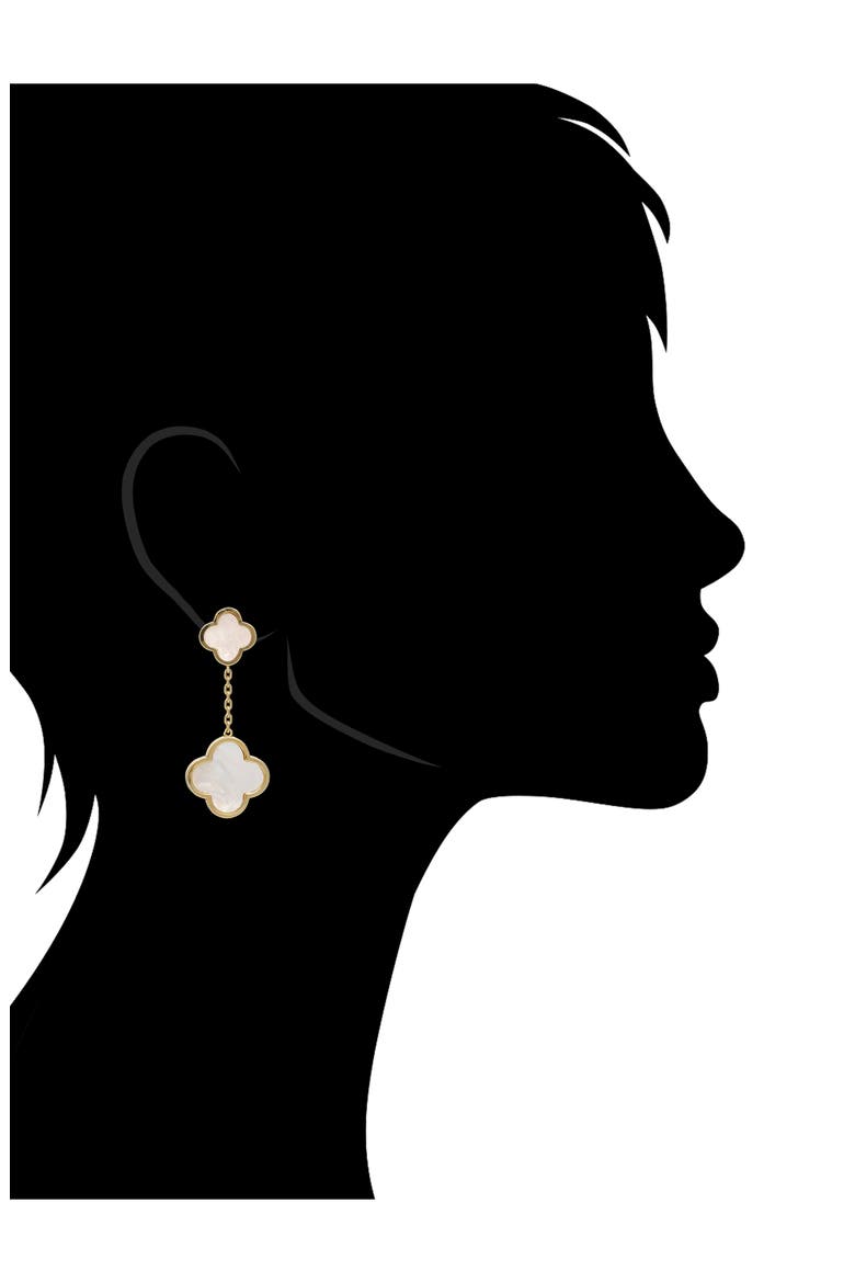 Faux Pearl Double Drop Flower Earrings, Alternate, color, MOTHER OF PEARL