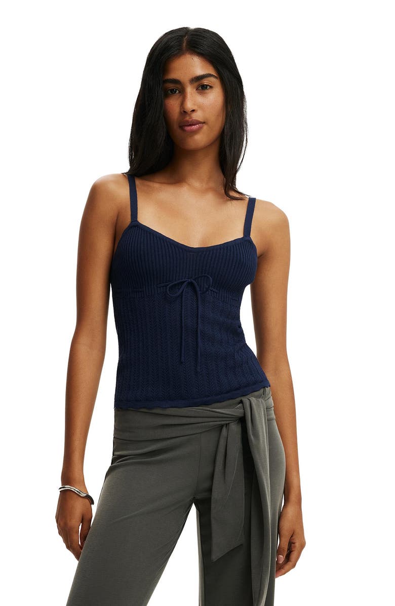 Cotton On Women's Scallop Edge Knit Cami, Main, color, Navy