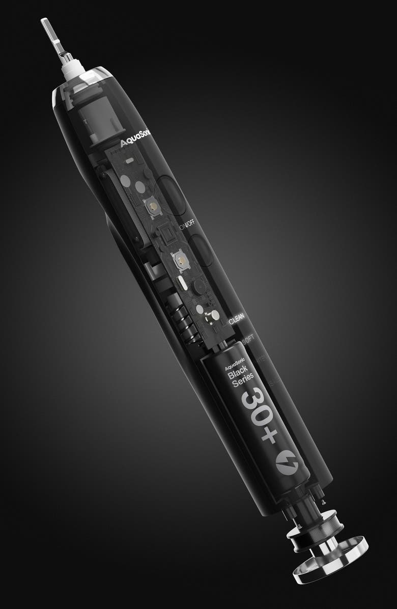 AQUASONIC Black Series Ultra Sonic Whitening ToothBrush with 8 DuPont Brush Heads & Travel Case, Alternate, color, Black