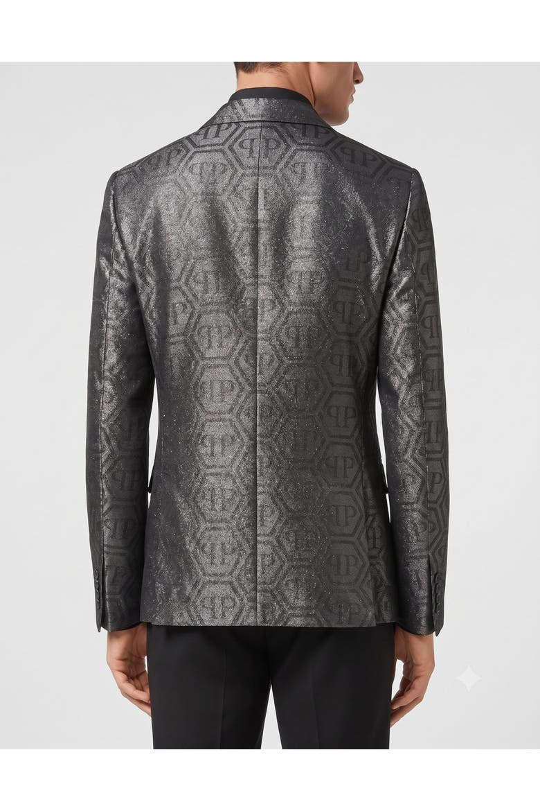 Jacquard Blazer Regular Fit Monogram Men, Alternate, color, black