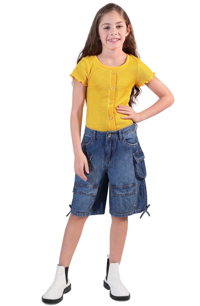 Truce Kids' Cotton Denim Utility Bermuda Shorts, Alternate, color,